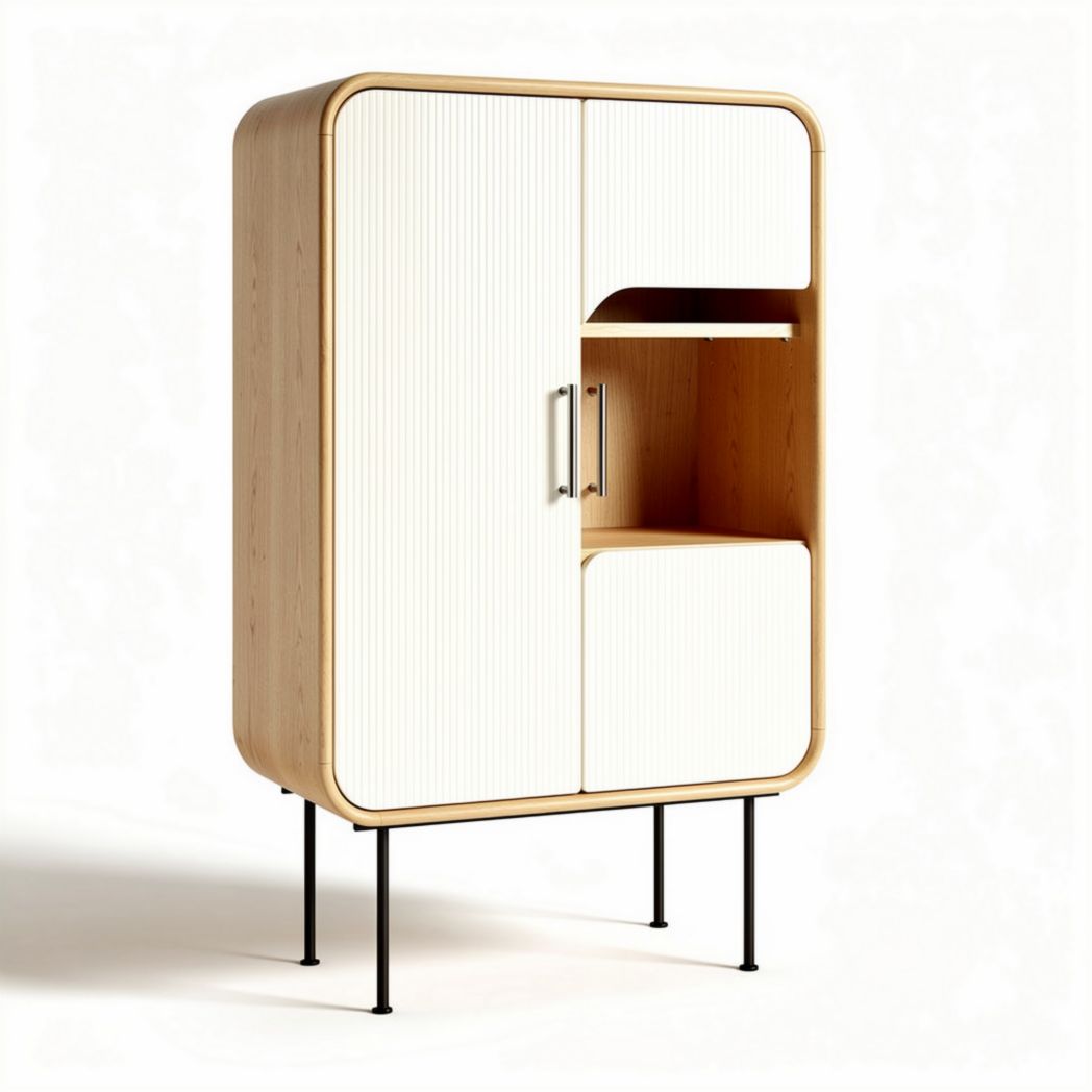 Meuble de rangement en bois avec finitions blanches 90 x 70 x 40cm