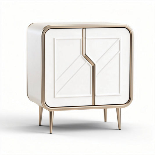 Meuble de rangement en bois blanc avec finition dorée 60 x 40 x 70cm