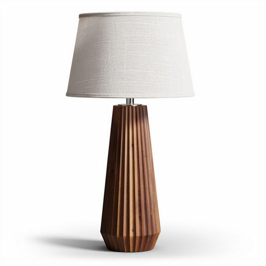 Lampe en bois stratifié avec abat-jour en lin de 25 x 25 x 50cm