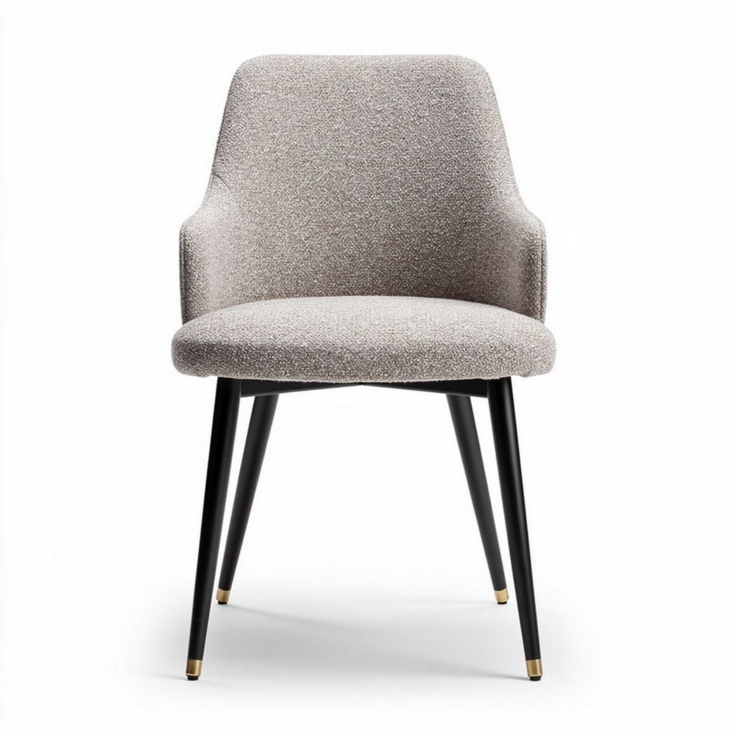 Chaise moderne en tissu gris avec pieds en métal noir 45 x 50 x 85cm
