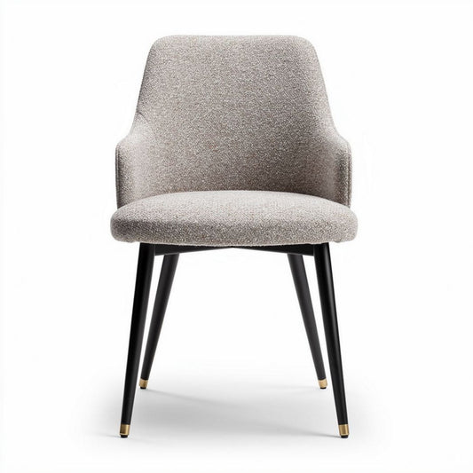 Chaise moderne en tissu gris avec pieds en métal noir 45 x 50 x 85cm