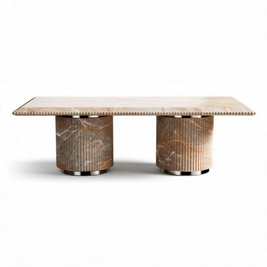 Table basse en marbre beige 200 x 100 x 75 cm pour salon contemporain